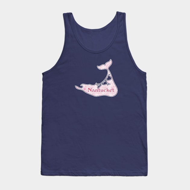 Preppy Pink Stripe Nantucket Island Whale Silhouette Tank Top by emrdesigns